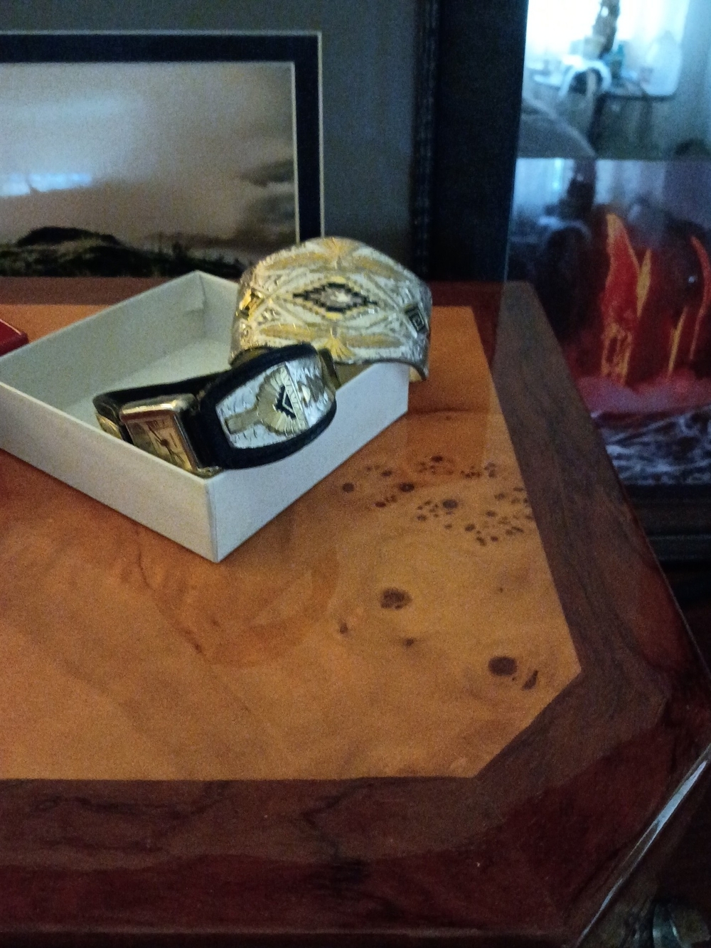 Gold Embroidered  Cuff Bracelet - Unbranded
